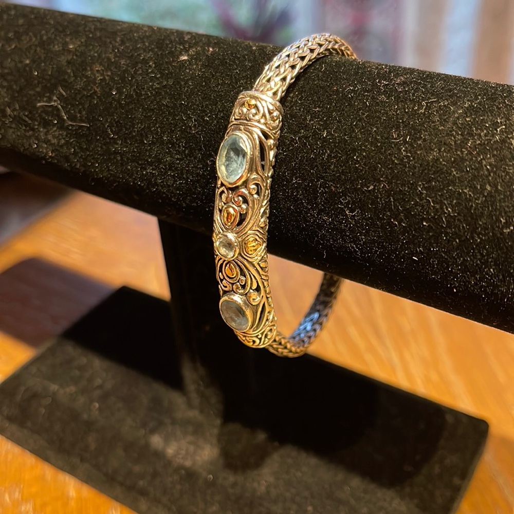 Sterling Silver/18kt Gemstone Bracelet